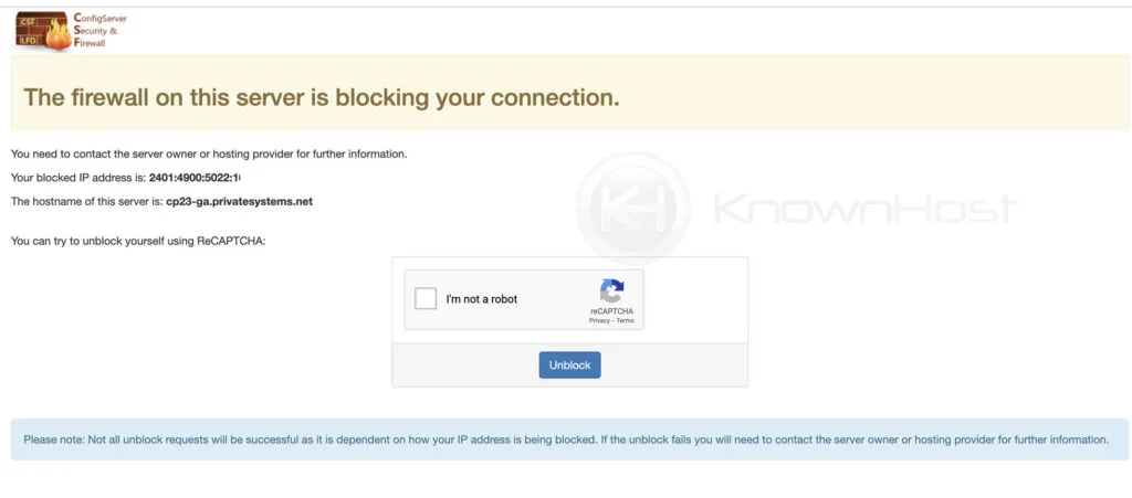 CSF cpanel login page
