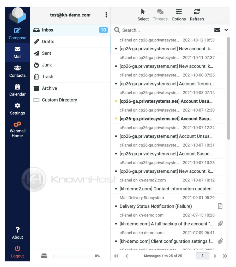 migrated emails webmail