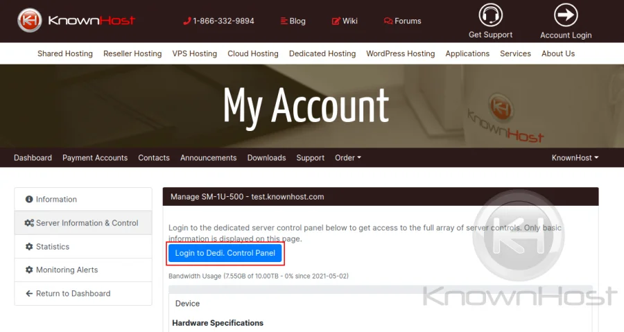dedi management panel login
